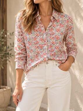 J.Crew Liberty Fabric Floral Cotton Popover Shirt 2 Classic Preppy Cottagecore
